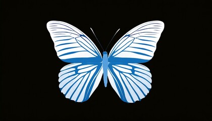 very beautiful blue white butterfly with spread wings isolated on a background