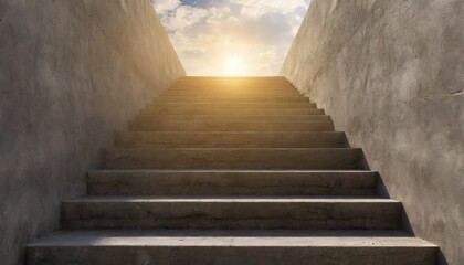 old concrete stairs to the light the way to success 3d rendering