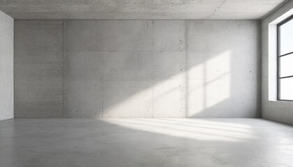 abstract empty modern concrete room with sunlight from wall openings and rough floor industrial interior background template