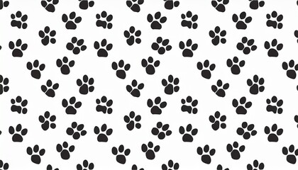 pet paw pattern seamless pet footprints pattern cat or dog paw pattern on white background pet paw texture - obrazy, fototapety, plakaty