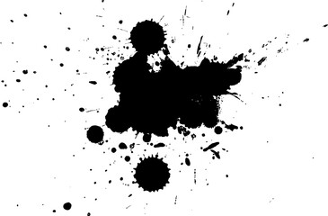 black painting ink dropped splatter splash painting on white background