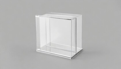 square white glass showcase box mockup isolated on gray