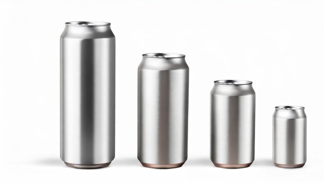 three aluminum can mockup in different sizes 3d rendering