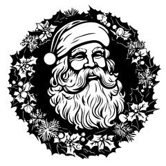 Santa Claus with Floral Wreath Vector