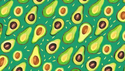 vibrant and abstract avocado pattern with fresh and colorful sliced avocados perfect for banners and wallpapers trendy exotic touch to any design ideal for diet vegan or healthy lifestyles