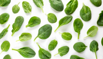 spinach pattern background on white top view