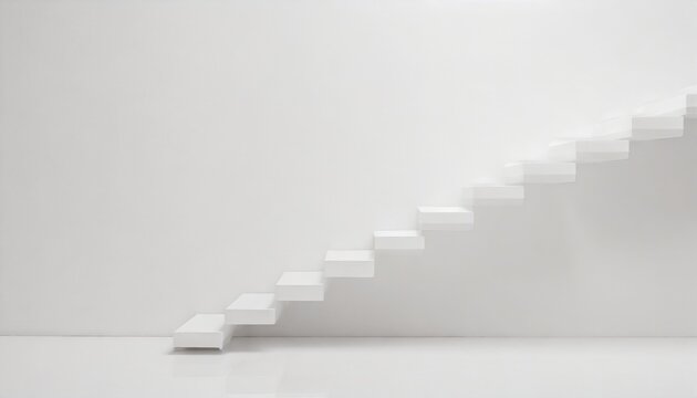 white stairs or steps going up on white wall background business achievement or career goal concept