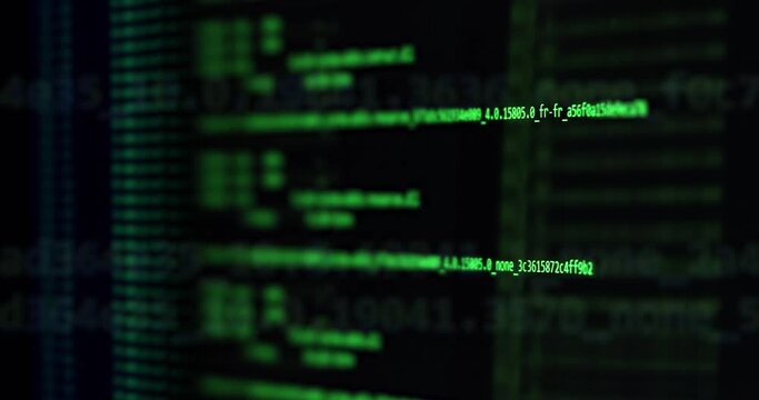 Software development and hacking concept. Close-up of computer screen - modern electronic technologies.  Search files process in big data array. Cyberattack. Ddos attack
