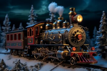 Obraz premium Christmas Train Sets - Generative AI
