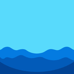 Blue wave, water wave, lines, blue sky background. Vector texture design poster banner abstract blue wallpaper background.