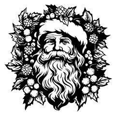 Santa Claus Adorned with Holly Berries Vector