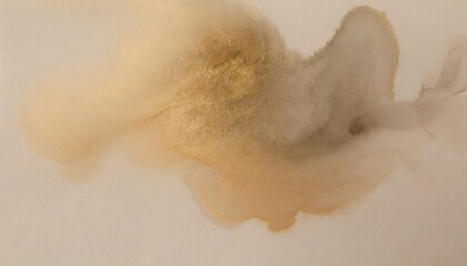 beige gold ink watercolor smoke flow stain blot on wet paper grain texture background