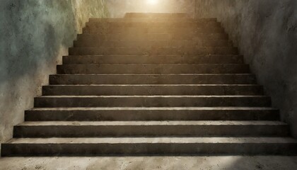 Fototapeta na wymiar old dirty concrete stairs to light the way to success 3d rendering