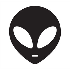 Alien vector silhouette illustration black color, Alien pose vector art, isolated white background