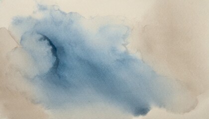 ink watercolor hand drawn smoke flow stain blot on wet paper texture background paster beige blue colors