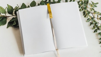 white book with bookmark mockup - obrazy, fototapety, plakaty