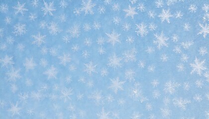 snowflakes frozen to the window on a winter day abstract blue background