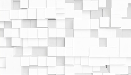 random sized large white offset squares or cubes geometry objects background wallpaper banner pattern - obrazy, fototapety, plakaty
