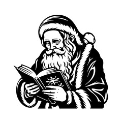 Santa Claus Reading a Christmas Book Vector