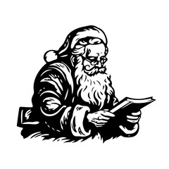 Santa Claus Reading a Christmas Book Vector