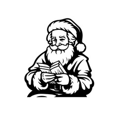 Santa Claus Reading a Christmas Book Vector