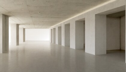 abstract empty modern concrete building rooms with corridor and rough floor liminal industrial interior background template