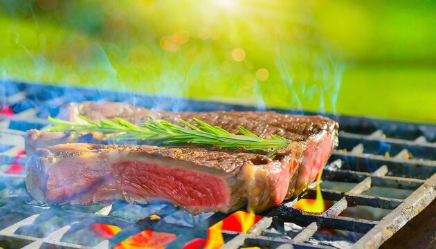 beef steak cooking on a bbq generated by ai