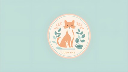 A charming logo for a pet store or vet using muted pastels and animal icons.