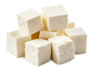 Fetak&auml;se w&uuml;rfel isoliert auf wei&szlig;en Hintergrund, Freistelle