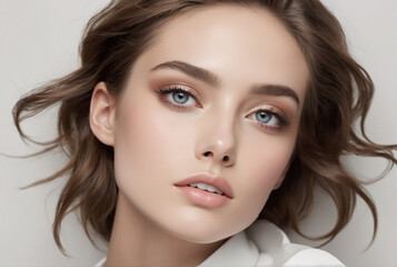 Fototapeta premium photography of a fashion model girl with minimalist style, exuding glamor. ai generative