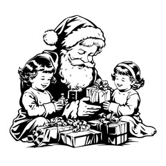 Santa Claus Sharing Joy with Children Vector