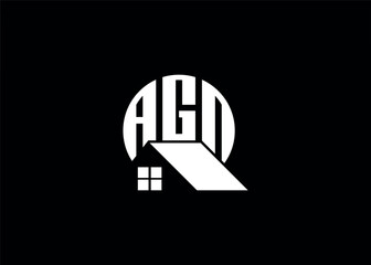 Real Estate Letter AGN Monogram Vector Logo.Home Or Building Shape AGN Logo.