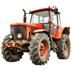 Tractor on transparent background PNG, easy to use for project decoration.