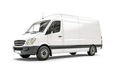 White delivery van isolated from the background