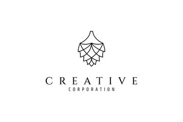 pine cone logo in abstract line art design style