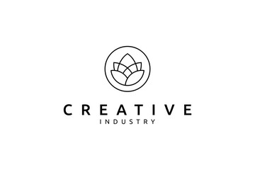 Fototapeta premium pine cone logo in minimalist line art design style