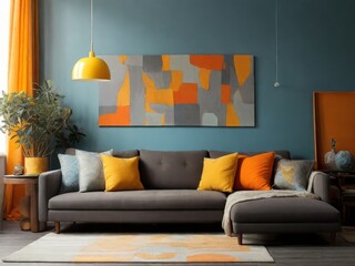 Vibrant Colors and Abstract Shapes: Interior Design with Geometric Wall Art