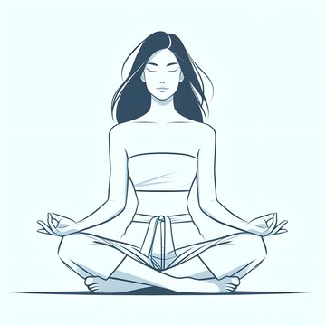 recommend clip art: Woman meditates in peace.  Lotus position. Yoga. Stillness. Happiness.