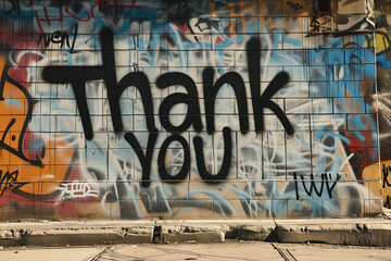 "Thank you" written in an urban graffiti style. Great for presentation end screens.