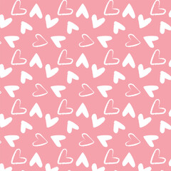 Cute background for Valentine's Day cards. Seamless love heart design vector on pink background. Seamless pattern on Valentine's day. 