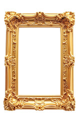 Blank empty 2:3 gold picture frame isolated on white background