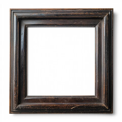 Blank empty wood square picture frame isolated on white background