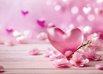 Fototapeta premium 3D heart. valentine's day. Thematic background. AI