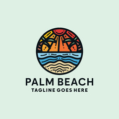 Palm Beach Logo Symbol Design illustration vector Icon Emblem