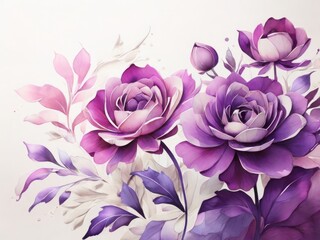 Elegant purple design: watercolor purple paints on a white background