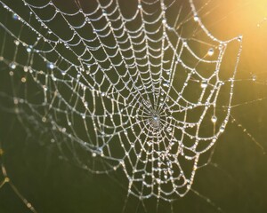 Dew-Kissed Spiderweb at Sunrise