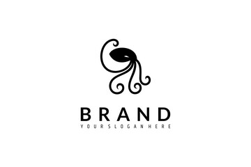 Octopus logo in flat vector template design style