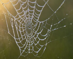 Dew-Kissed Spiderweb at Sunrise