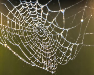 Dew-Kissed Spiderweb at Sunrise