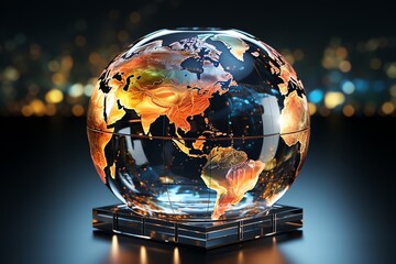 globe earth in 4 dimention in cube art picture